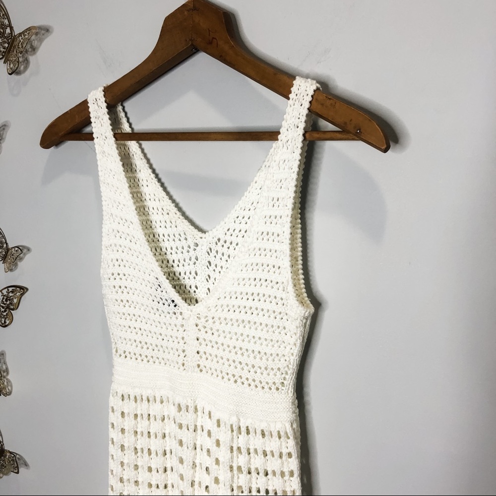 🦋🌙 TOPSHOP | Cream Crocheted Knit Coverup Dress - Picture 4 of 8